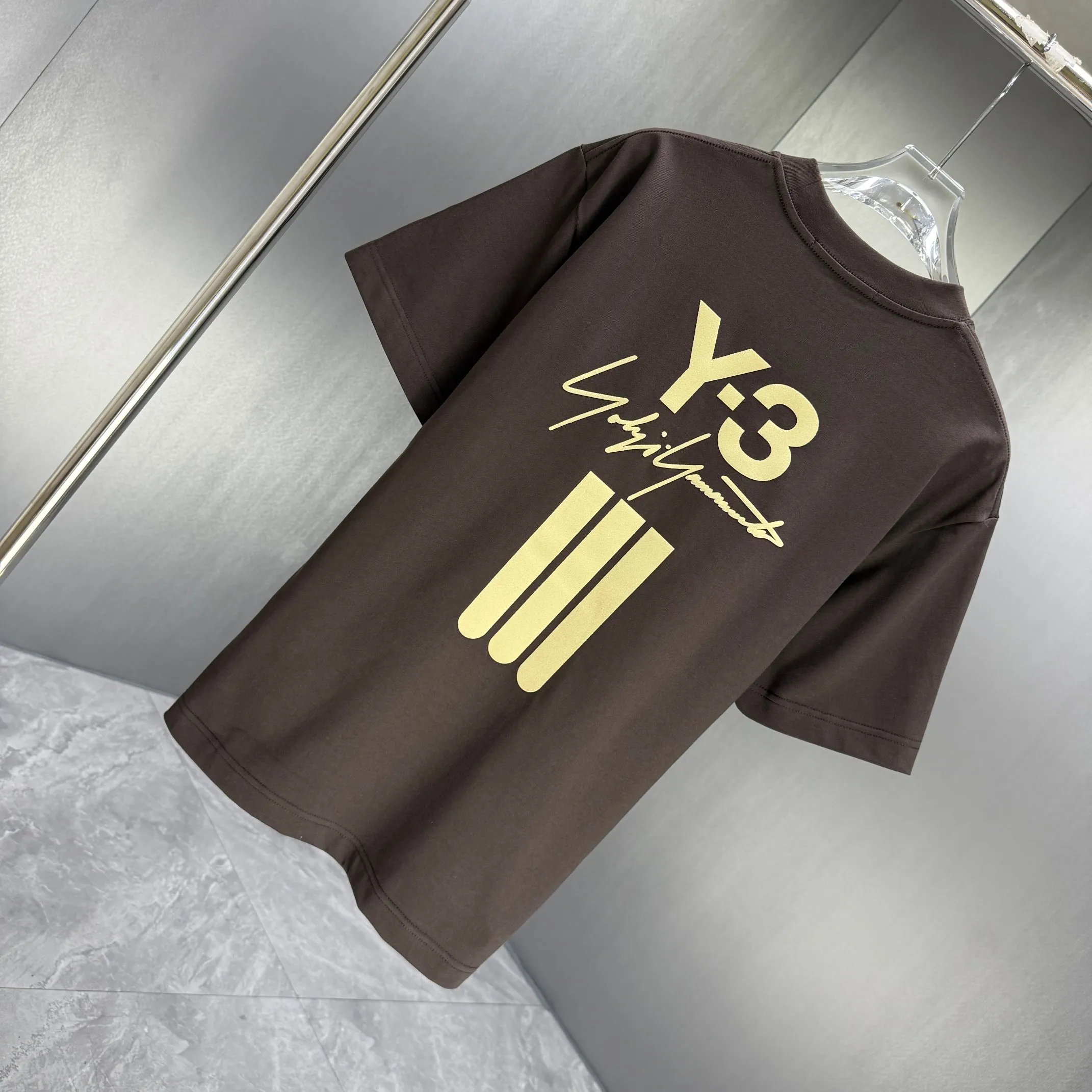 Y 3 Yohji Yamamoto 2026 Spring and Summer New Arrival short-sleeved T-shirt Customized pure cotton letter logo flocking Color: Black White Color Sizes: S M L XL XXL