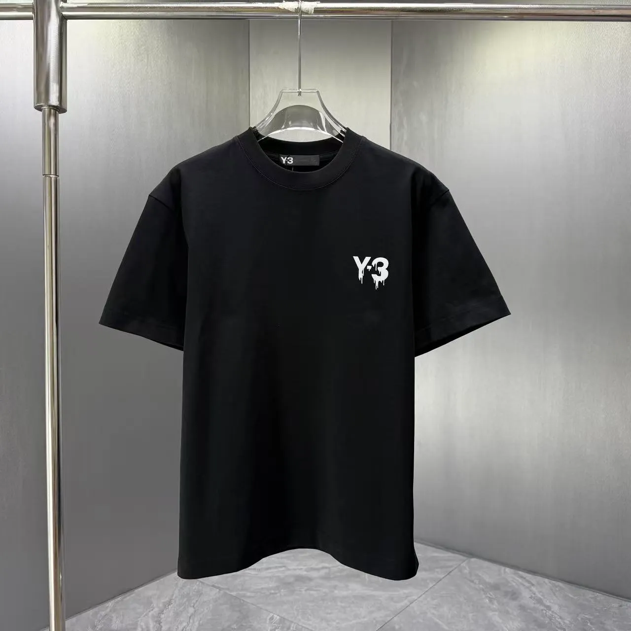 Y 3 Yohji Yamamoto 2026 Spring and Summer New Arrival short-sleeved T-shirt Customized pure cotton letter logo flocking Color: Black White Color Sizes: S M L XL XXL