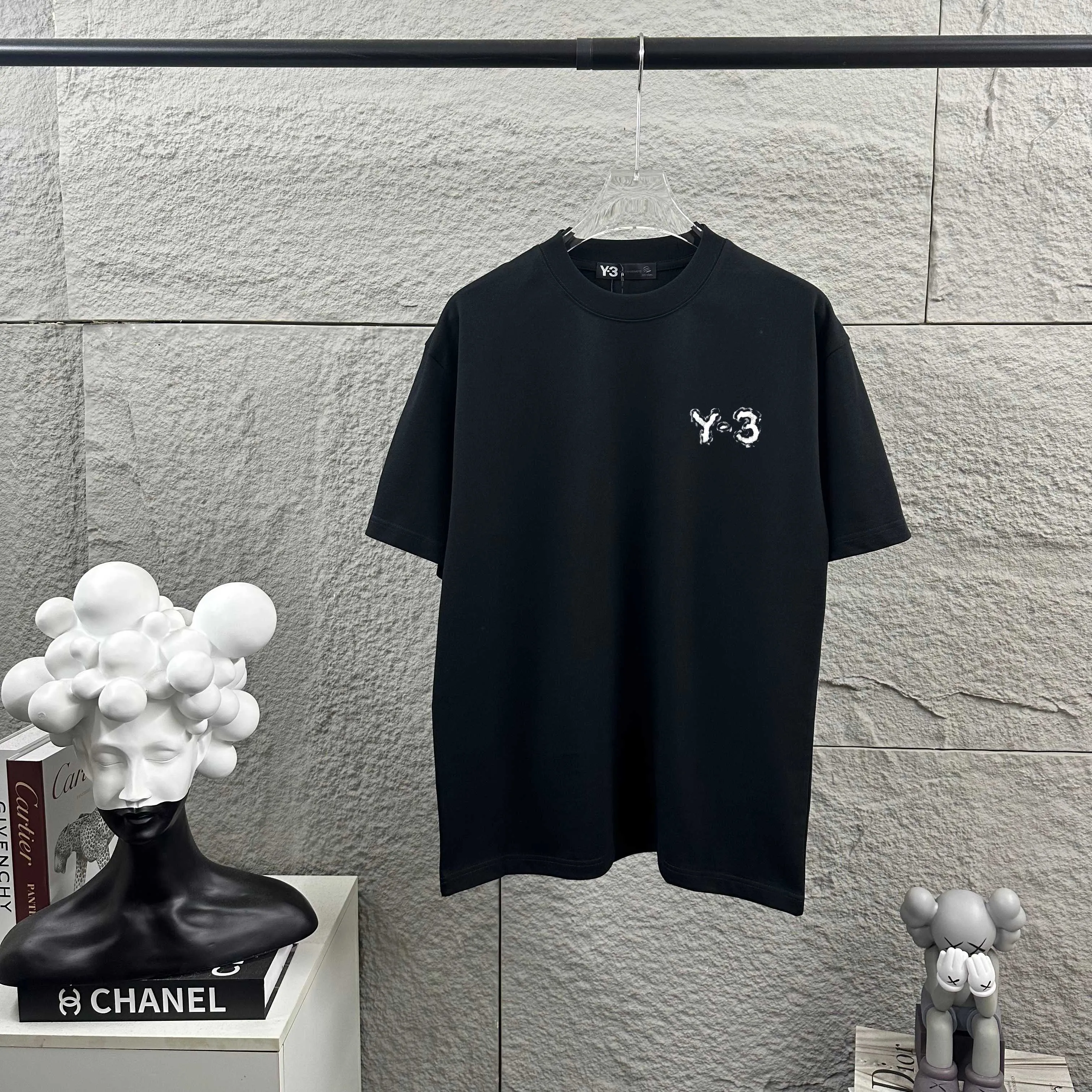 Y 3*Yamamoto*Yoji 2026 Spring and Summer New Arrival Simple signature letter heat transfer process Y-3 Customized double yarn plain cotton fabric Short-sleeved T-shirt Men and women Same Style Color: Black White Angora Red Size: S (90-130 pounds) M (120-150 pounds) L (140-165 pounds) XL (160-180 pounds) XXL (180 kilograms)