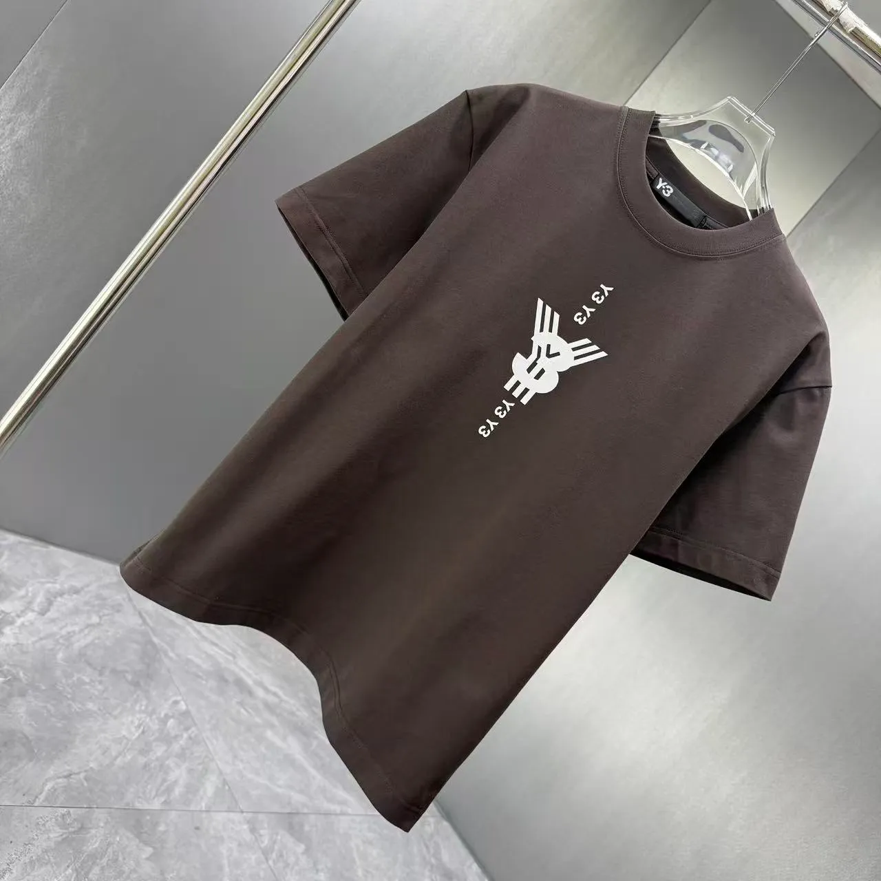 Y 3 Yohji Yamamoto 2026 Spring and Summer New Arrival short-sleeved T-shirt Customized pure cotton letter logo flocked patch Color: Black White Color Sizes: S M L XL XXL