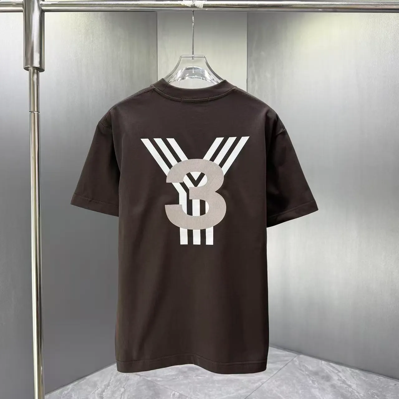Y 3 Yohji Yamamoto 2026 Spring and Summer New Arrival short-sleeved T-shirt Customized pure cotton letter logo flocked patch Color: Black White Color Sizes: S M L XL XXL