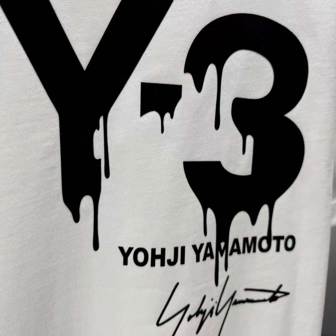 Y 3 Yohji Yamamoto 2026 Spring and Summer New Arrival short-sleeved T-shirt Customized pure cotton letter logo printing Color: Black White Sizes: M-XXXL