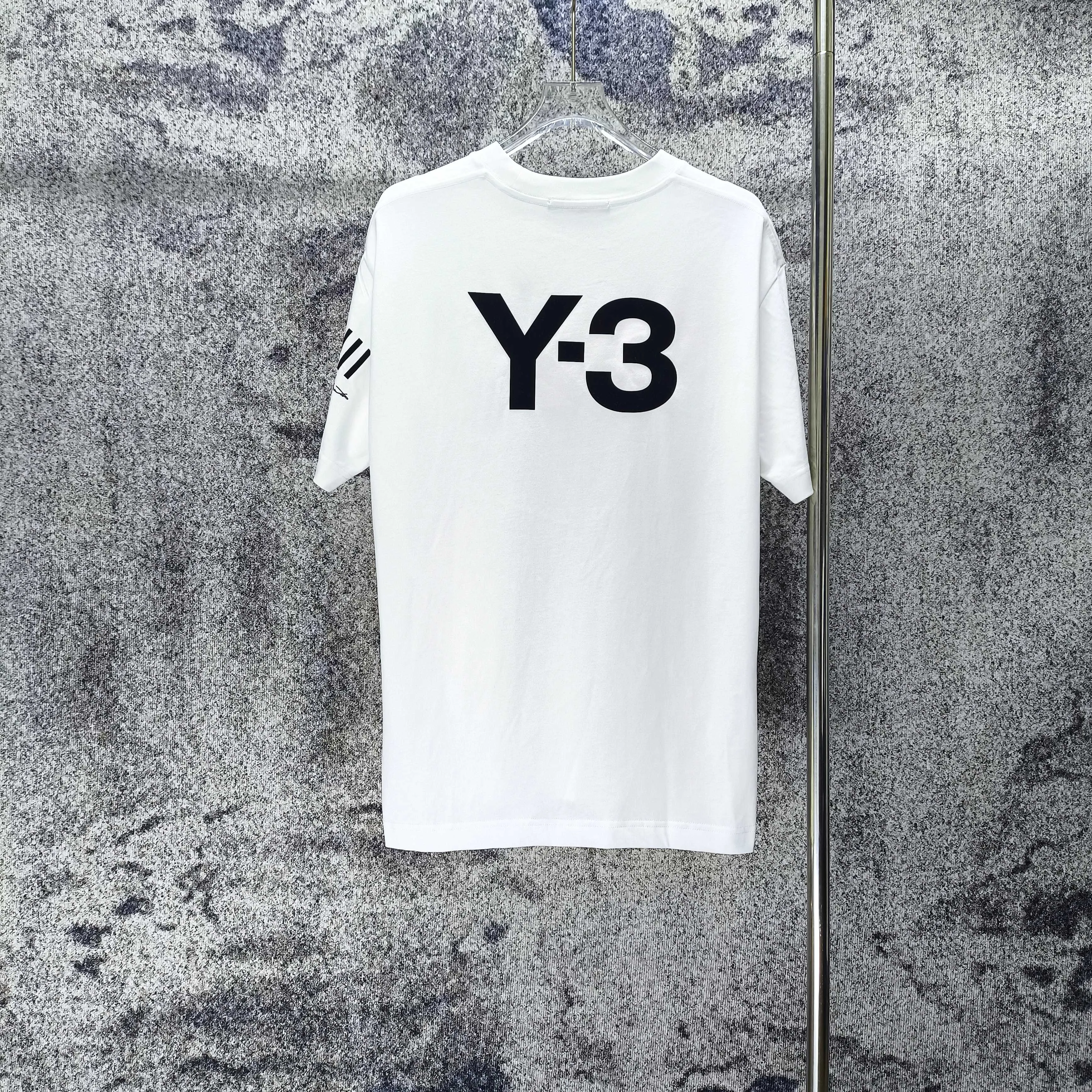 Y 3 Yohji Yamamoto 2026 Spring and Summer New Arrival flocked logo short-sleeved T-shirt loose fit for men and women Same Style Size S M L XL XXL Black White Gray