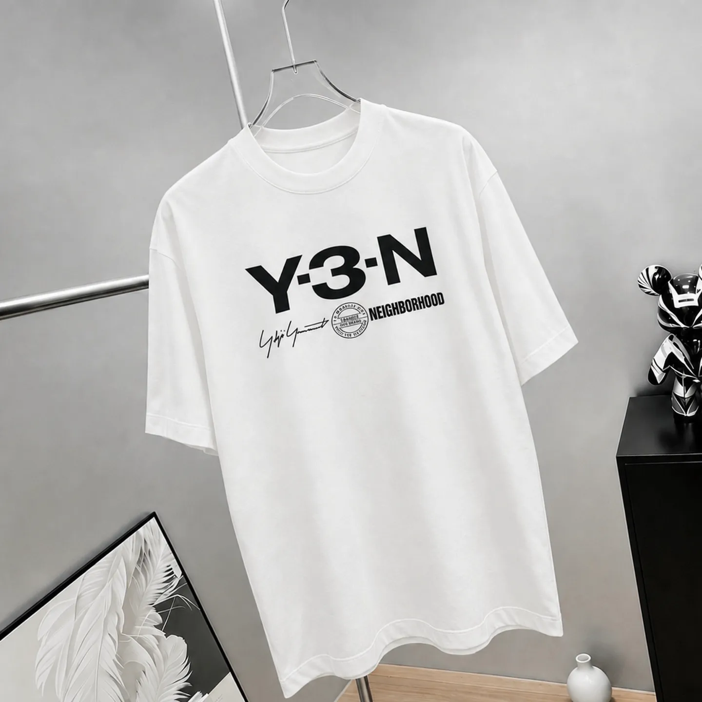 Y 3～ Front and back letter logo signature thick plate Epoxy "Difference currency fabric" Double yarn pure cotton, tight yarn short-sleeved T-shirt top short-sleeved tee The upper body is very comfortable, Same Style half-sleeves for men and women, dropped shoulders loose version Color: Black White Coffee Brown Size: S (90-130 pounds) M (125-150 pounds) L (135-165 pounds) XL (160-190 pounds) XXL (185 kilograms)