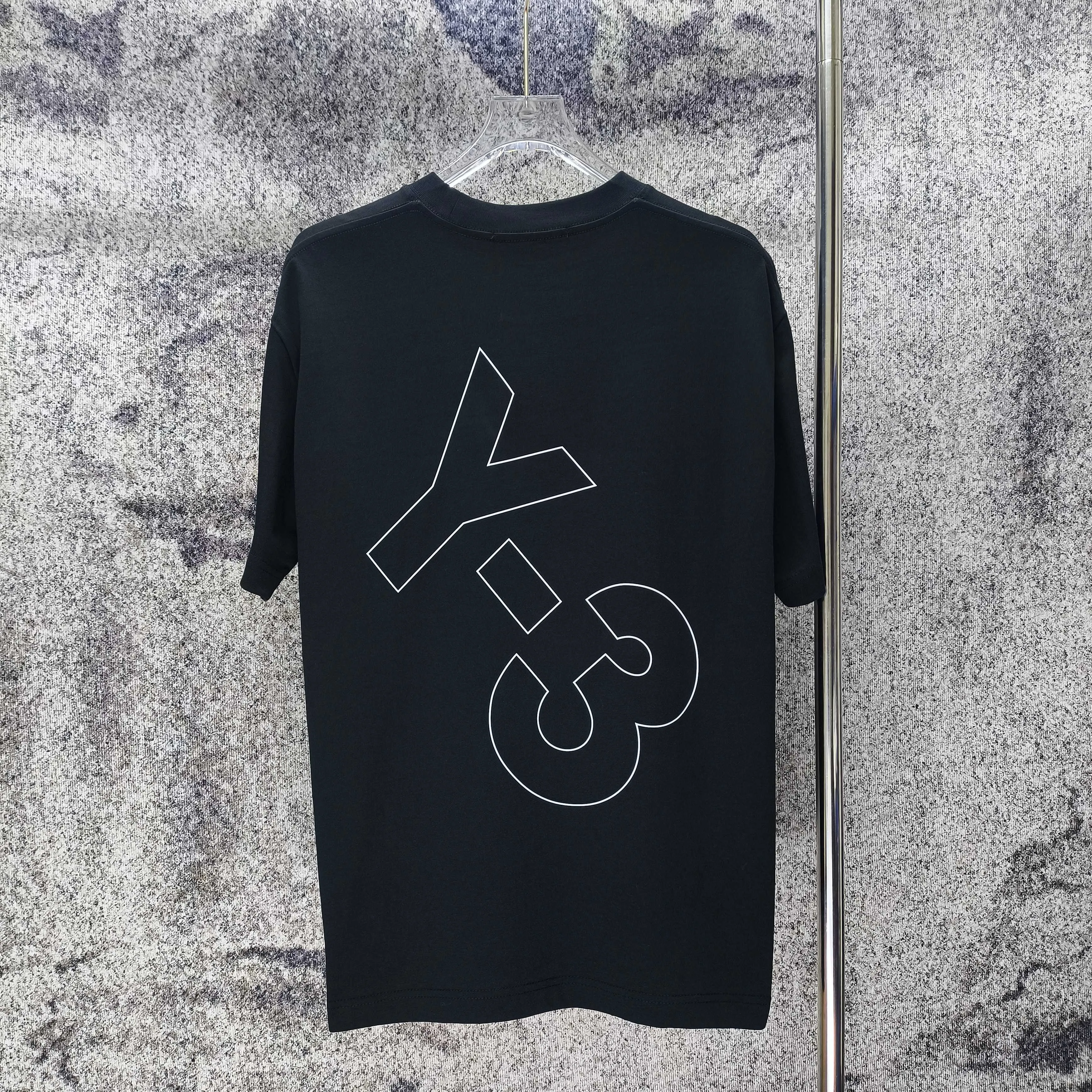 Y 3 Yohji Yamamoto 2026 Spring and Summer New Arrival Three-dimensional thick plate rubber signature ➕ printing short-sleeved T-shirt loose fit men and women Same Style Size S M L XL XXL Black White Gray