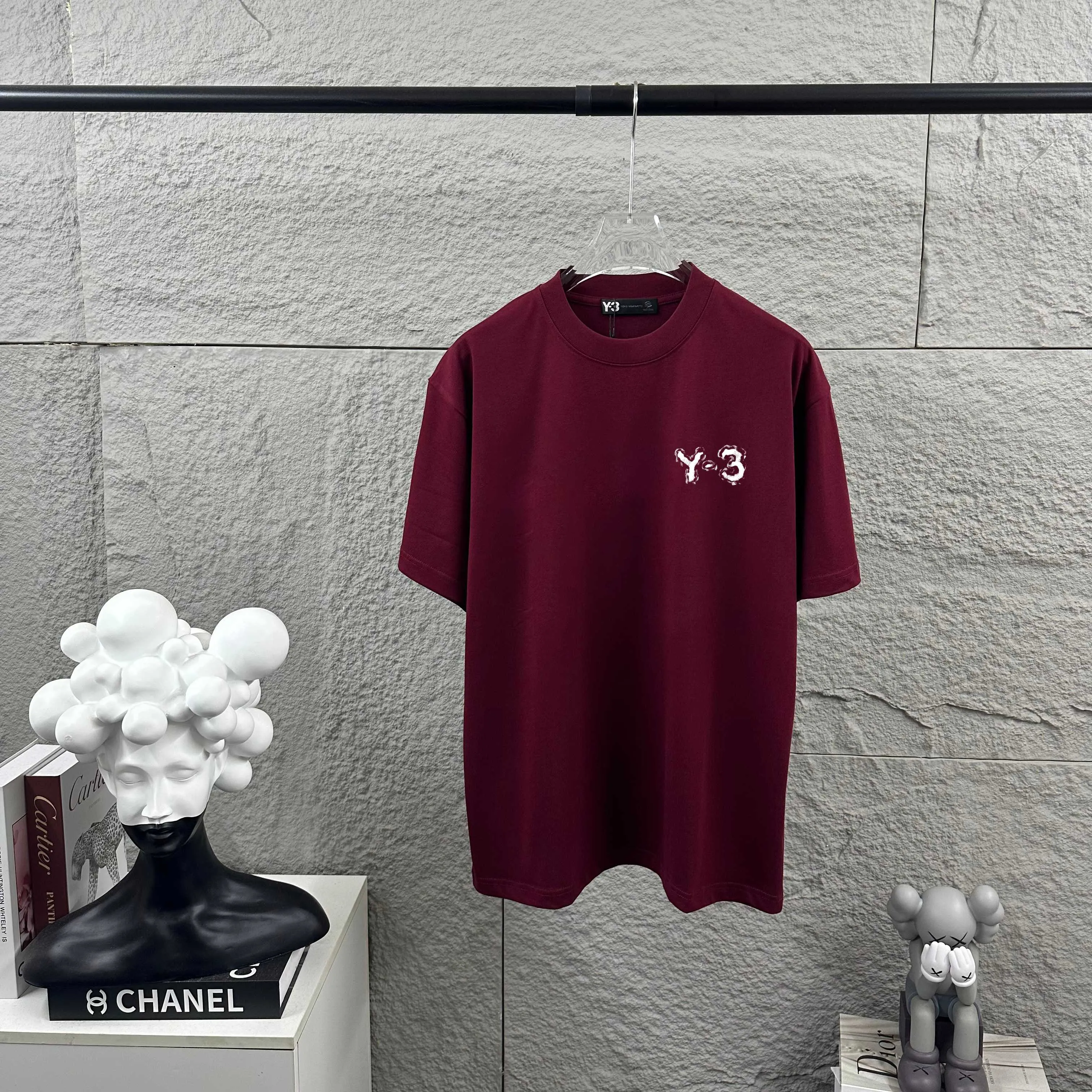 Y 3*Yamamoto*Yoji 2026 Spring and Summer New Arrival Simple signature letter heat transfer process Y-3 Customized double yarn plain cotton fabric Short-sleeved T-shirt Men and women Same Style Color: Black White Angora Red Size: S (90-130 pounds) M (120-150 pounds) L (140-165 pounds) XL (160-180 pounds) XXL (180 kilograms)