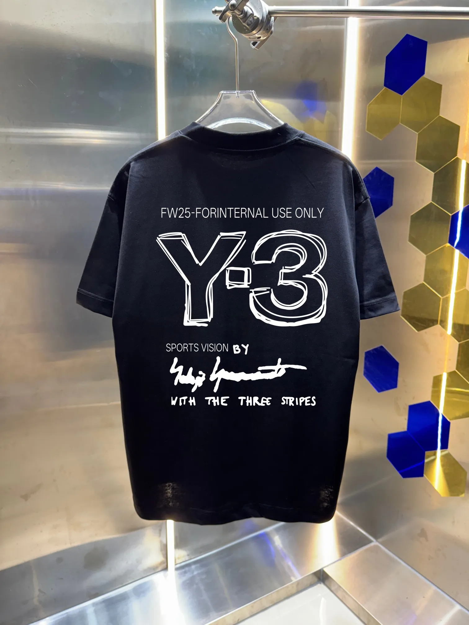 Y 3*Yamamoto*Yoji 2025 Early Autumn and Winter New Arrival Simple printing technology Round neck short-sleeved T-shirt Casual and loose Men and women Same Style Color: Black White Green Purple Size: S M L XL XXL
