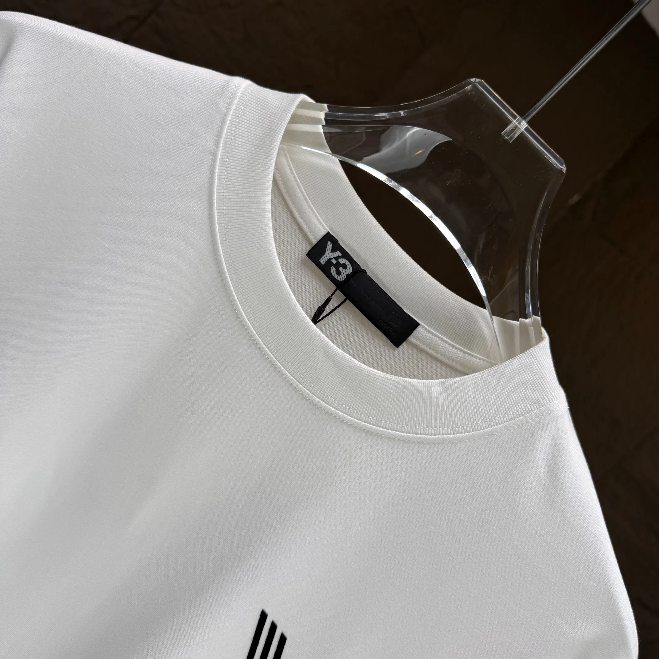 Y 3 Yohji Yamamoto 2025 Autumn and Winter New Arrival thick long-sleeved T-shirt gram pure cotton letter logo flocking Color: Black White Angora Red Sizes: S M L XL