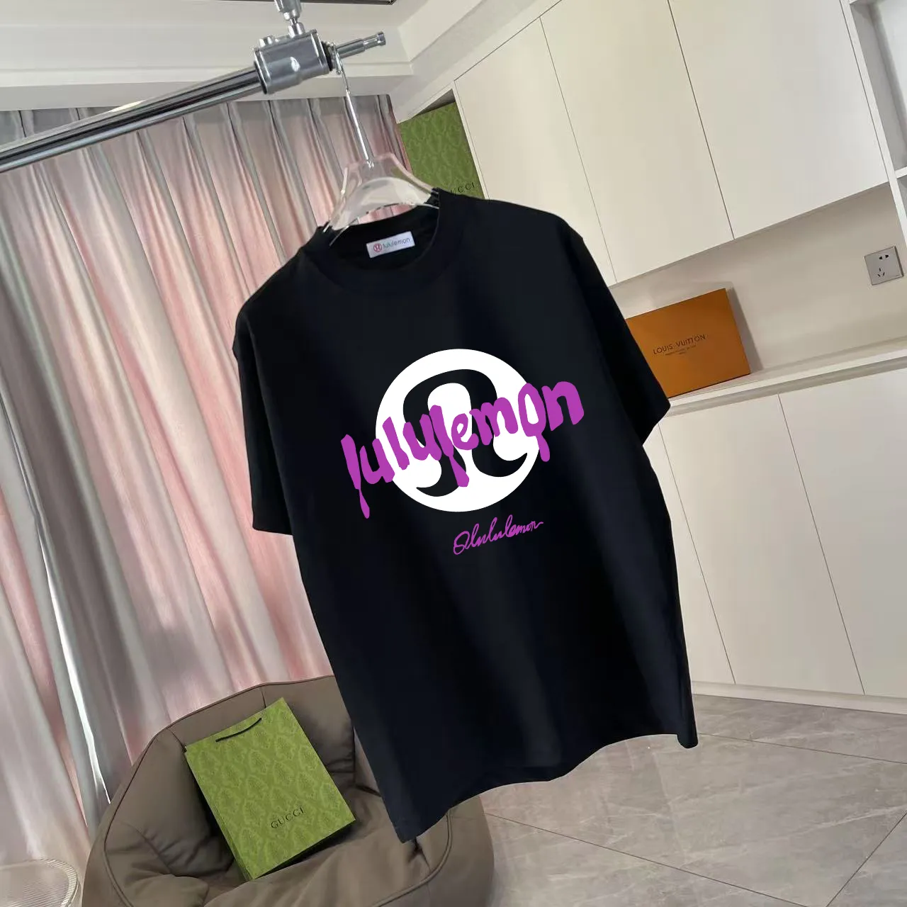 lulu* 2025 New Arrival logo g t Same Style Size：S M L XL XXL ：Black White Red Gray