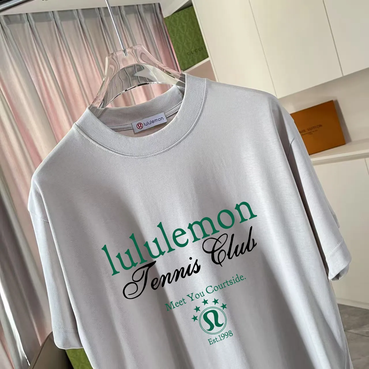 lulu* 2025 New Arrival logo g t Same Style Size：S M L XL XXL ：Black White Pink Red Gray
