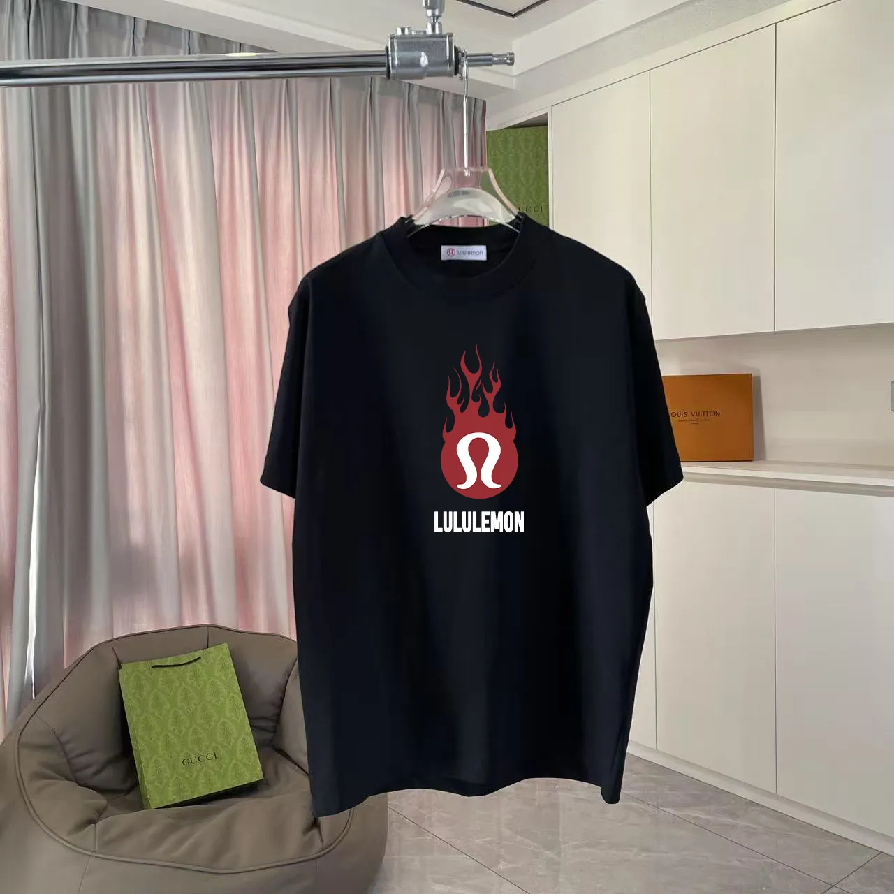 lulu* 2025 New Arrival logo g t Same Style Size：S M L XL XXL ：Black White Pink Purple