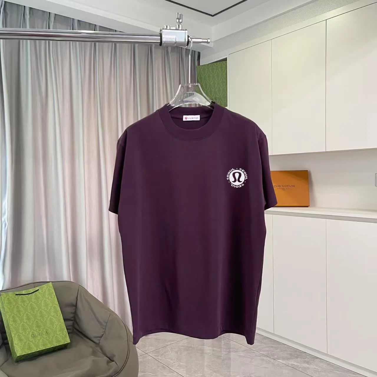 lulu* 2025 New Arrival logo g t Same Style Size：S M L XL XXL ：Black White Green Purple