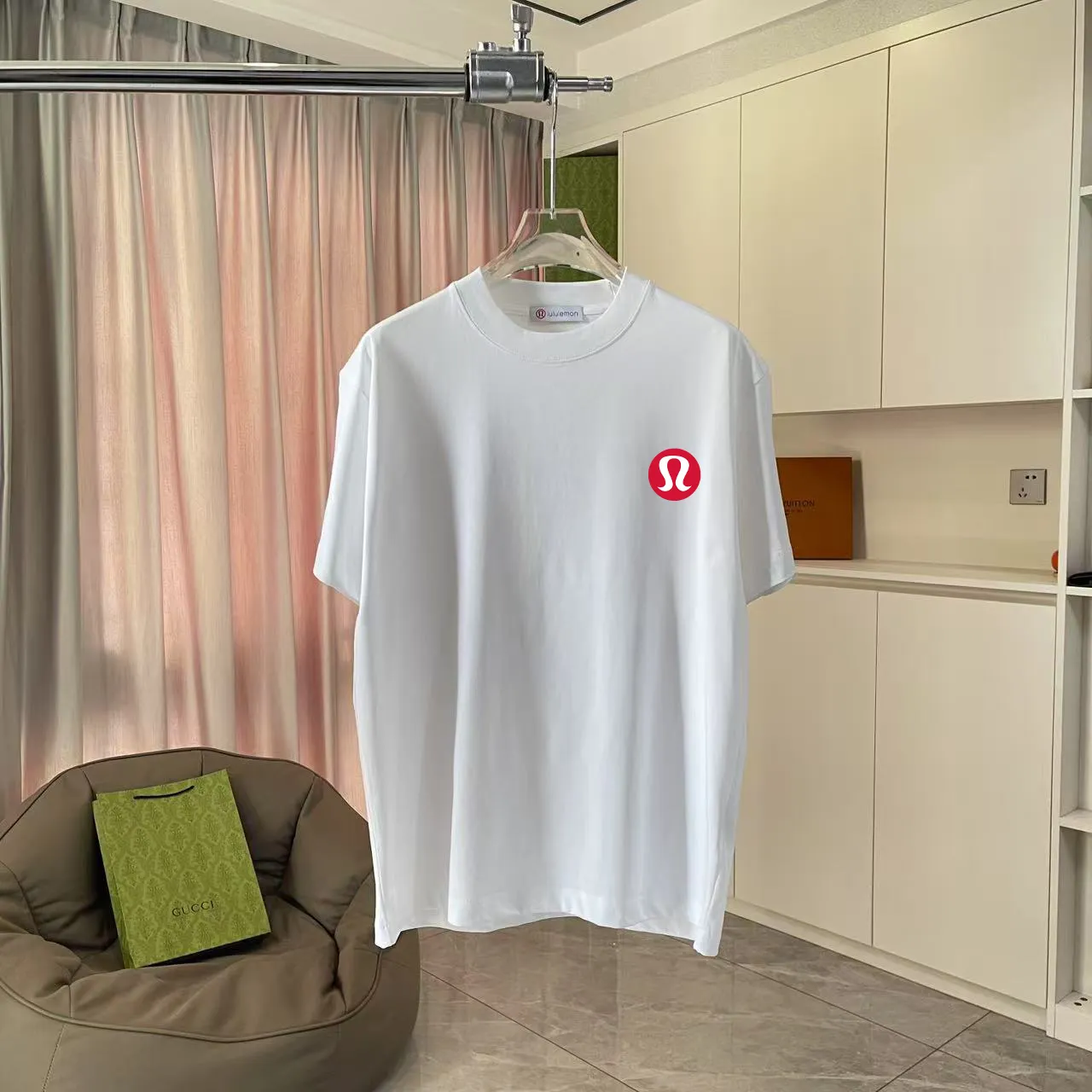 lulu* 2025 New Arrival logo g t Same Style Size：S M L XL XXL ：Black White Pink Green