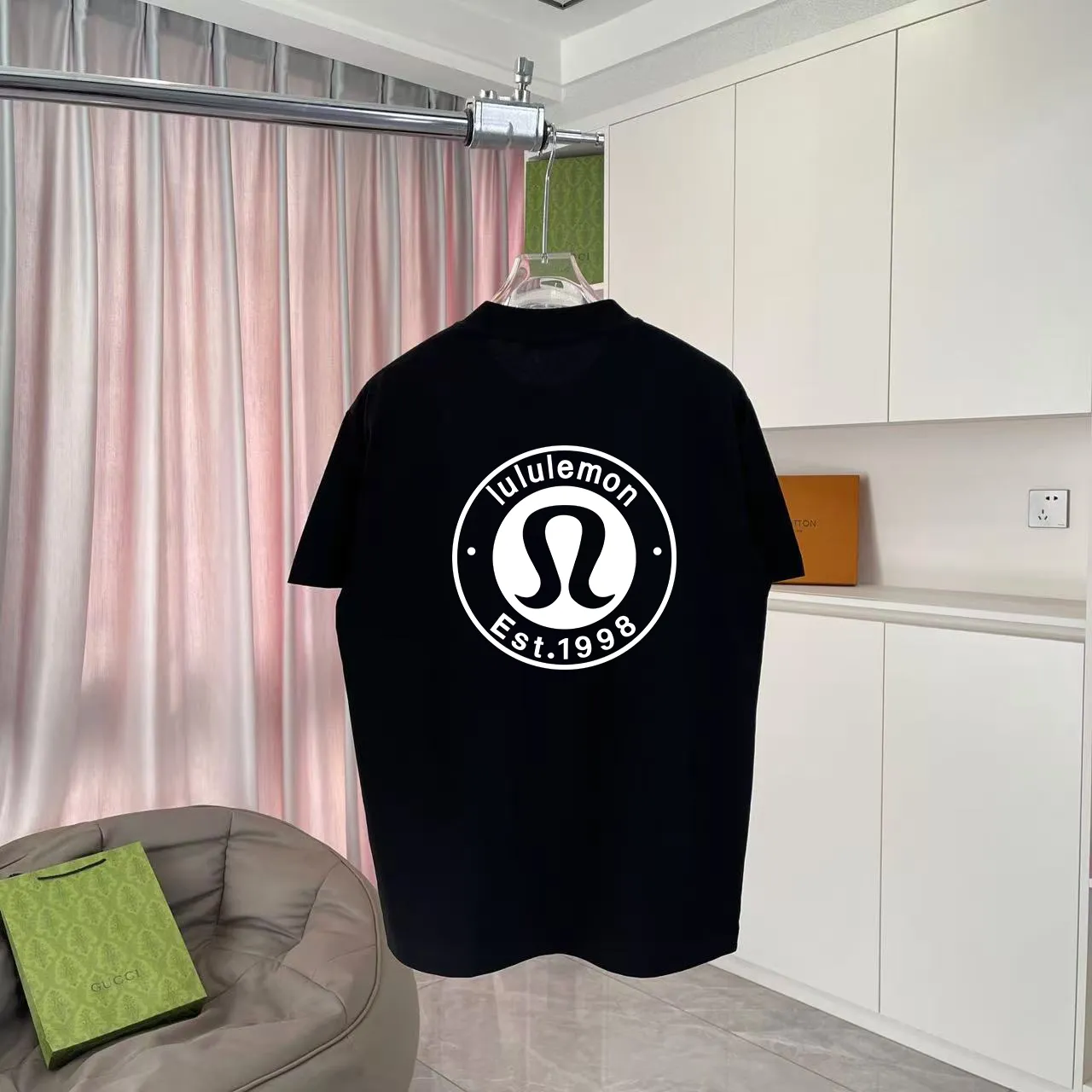lulu* 2025 New Arrival logo g t Same Style Size：S M L XL XXL ：Black White Pink Gray