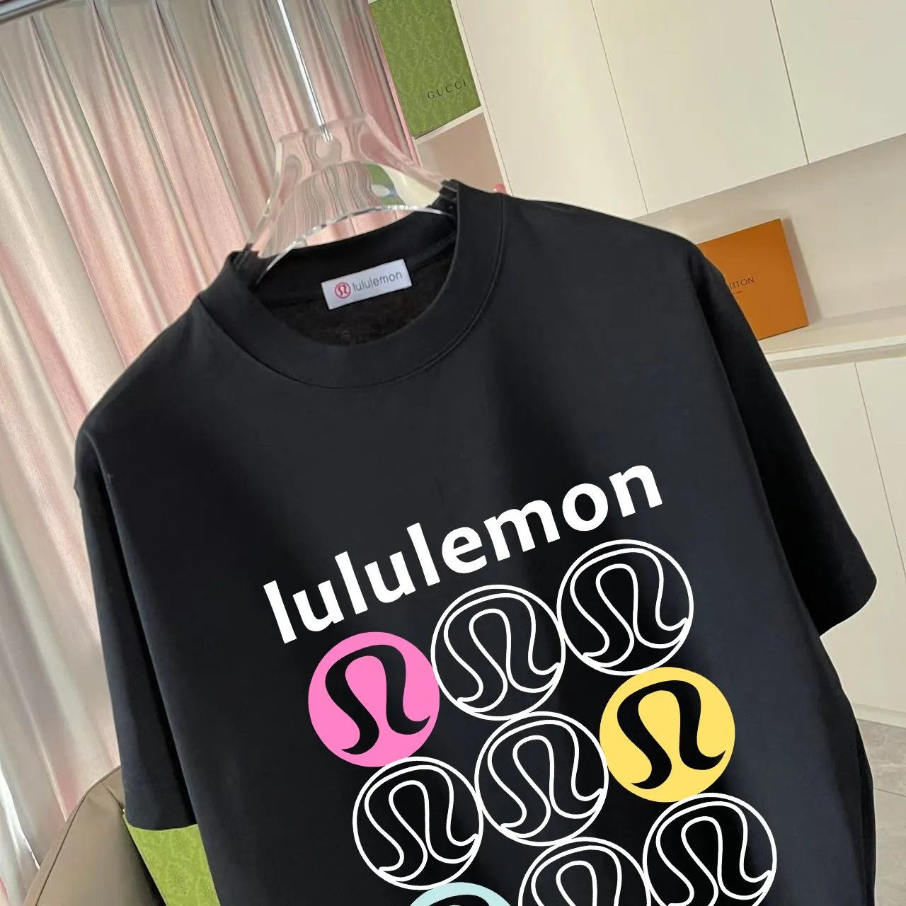 lulu* 2025 New Arrival logo g t Same Style Size：S M L XL XXL ：Black White Pink Green Gray