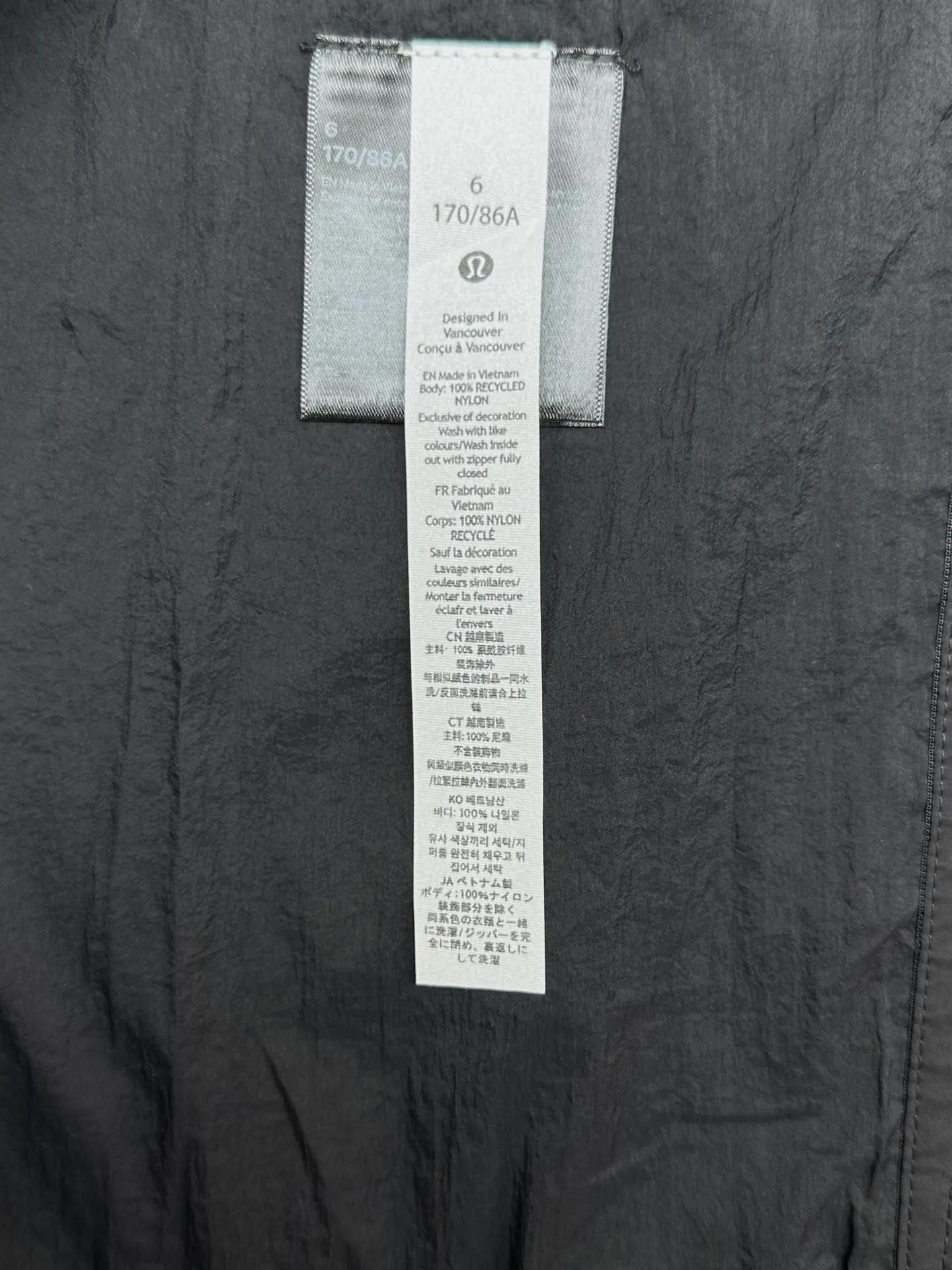 lululemon 26ss Packable Running Sizes：S M L XL