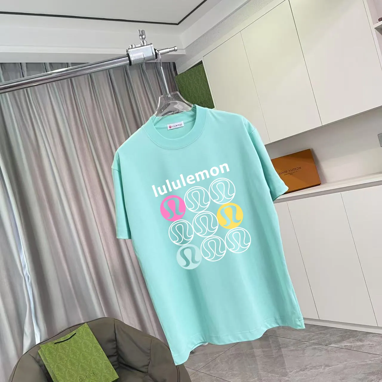 lulu* 2025 New Arrival logo g t Same Style Size：S M L XL XXL ：Black White Pink Green Gray