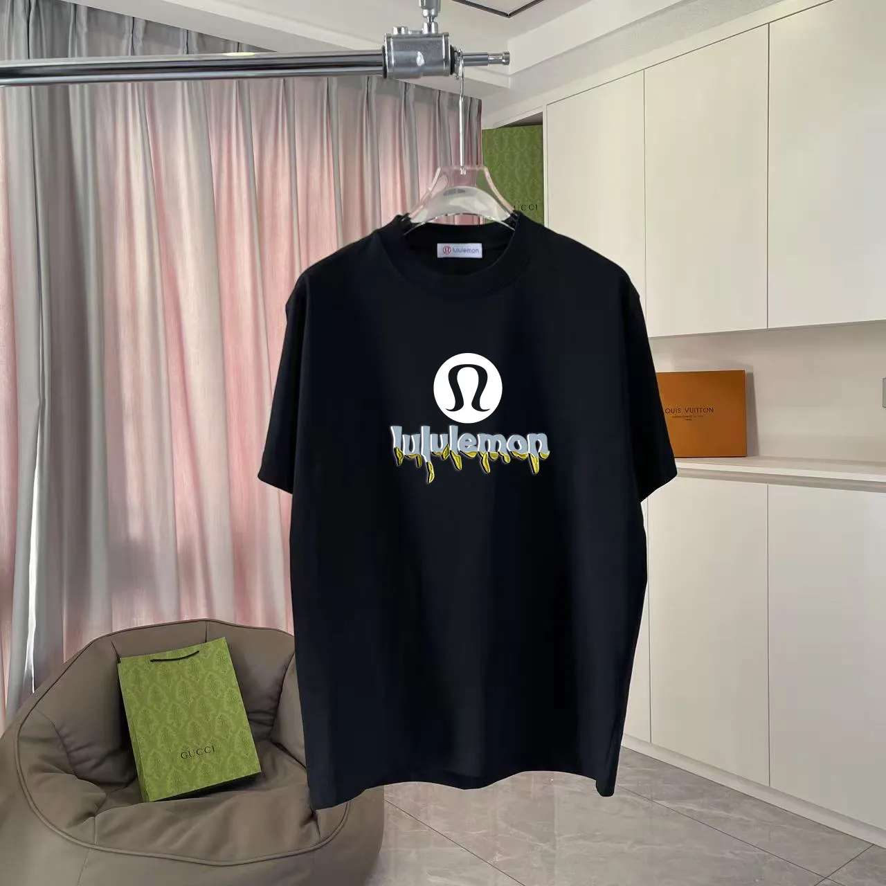 lulu* 2025 New Arrival logo g t Same Style Size：S M L XL XXL ：Black White Pink Purple