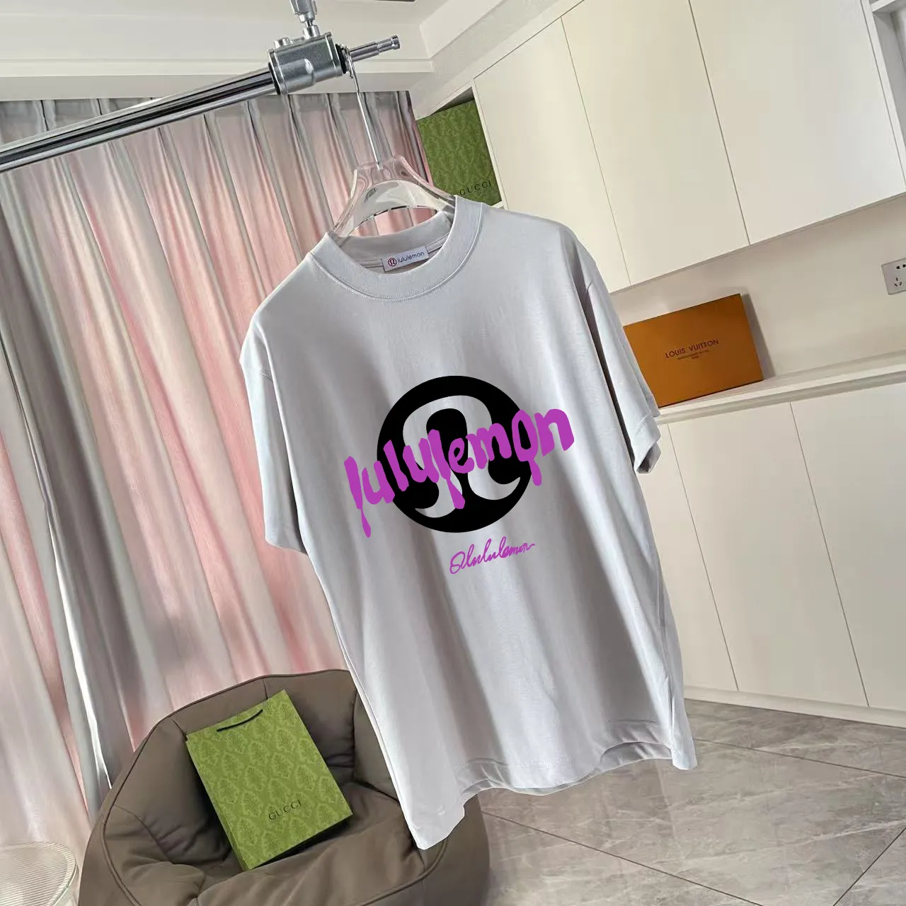 lulu* 2025 New Arrival logo g t Same Style Size：S M L XL XXL ：Black White Red Gray