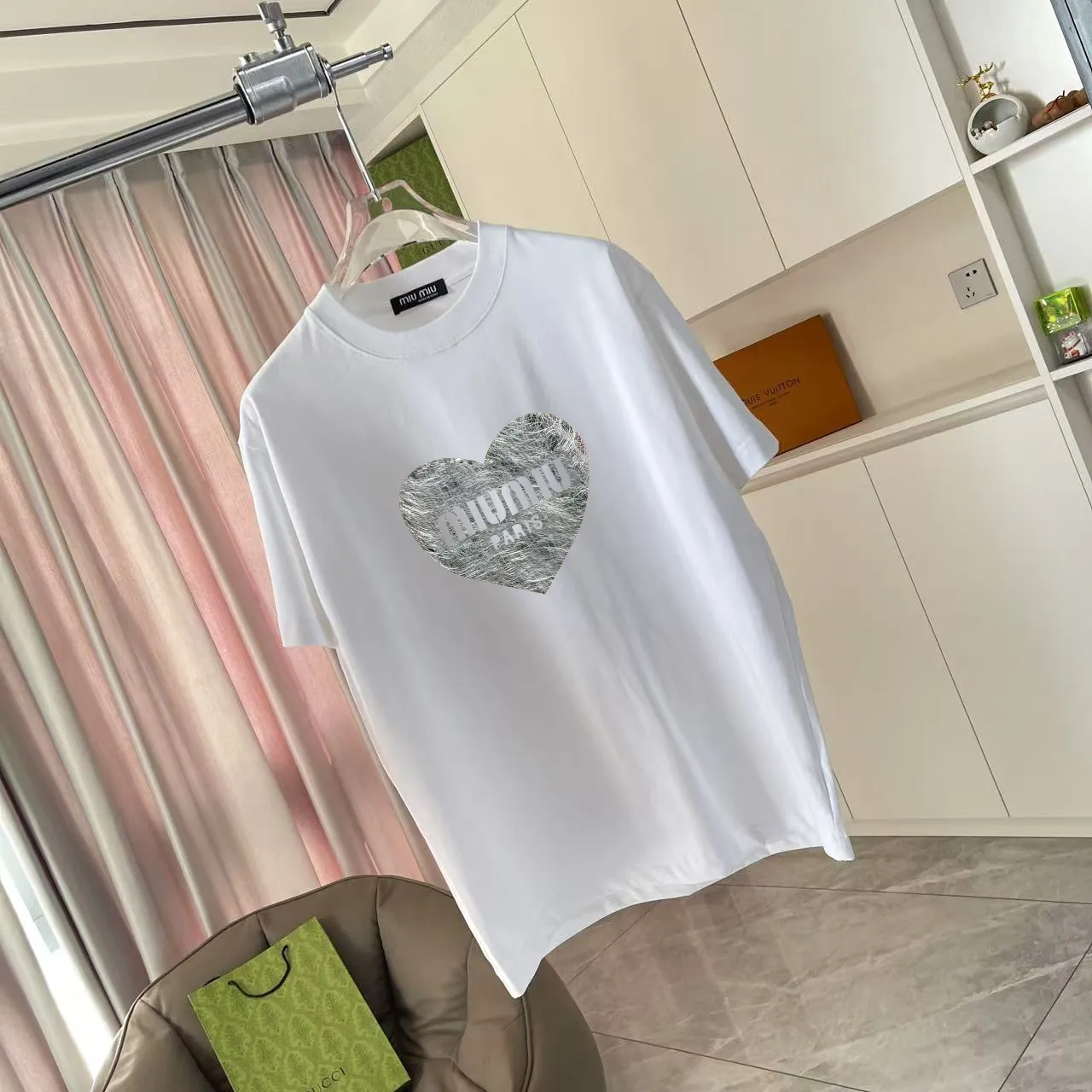 Miu Miu 2025 New Arrival logo 300g t Same Style Size：S M L XL XXL ：Black White Pink Green Purple