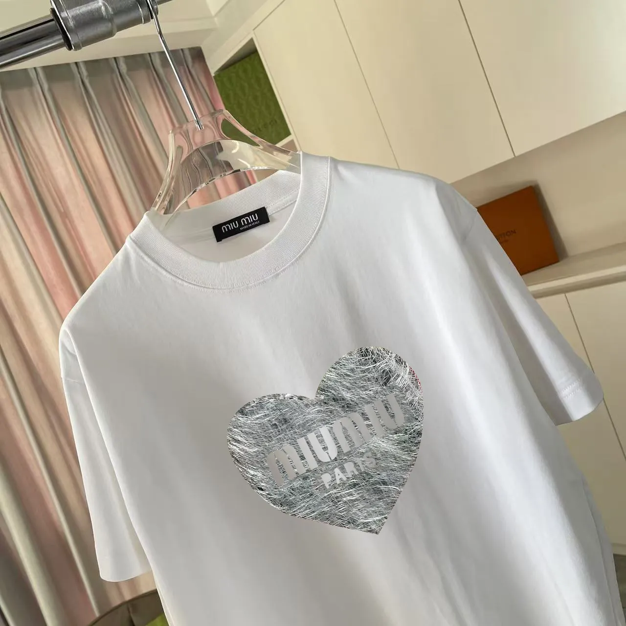 Miu Miu 2025 New Arrival logo 300g t Same Style Size：S M L XL XXL ：Black White Pink Green Purple