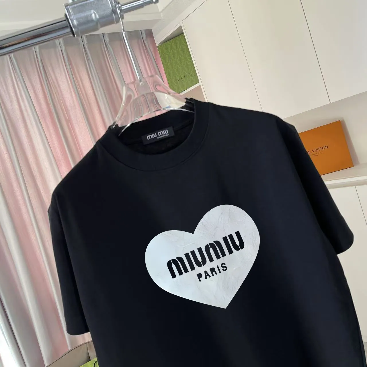 Miu Miu 2025 New Arrival logo 300g t Same Style Size：S M L XL XXL ：Black White Pink Green Purple
