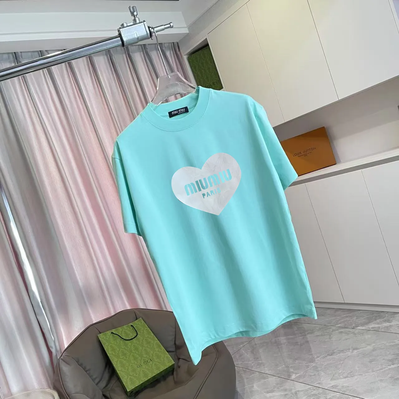 Miu Miu 2025 New Arrival logo 300g t Same Style Size：S M L XL XXL ：Black White Pink Green Purple
