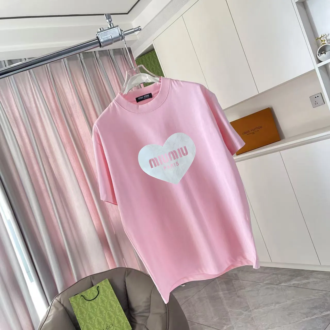 Miu Miu 2025 New Arrival logo 300g t Same Style Size：S M L XL XXL ：Black White Pink Green Purple