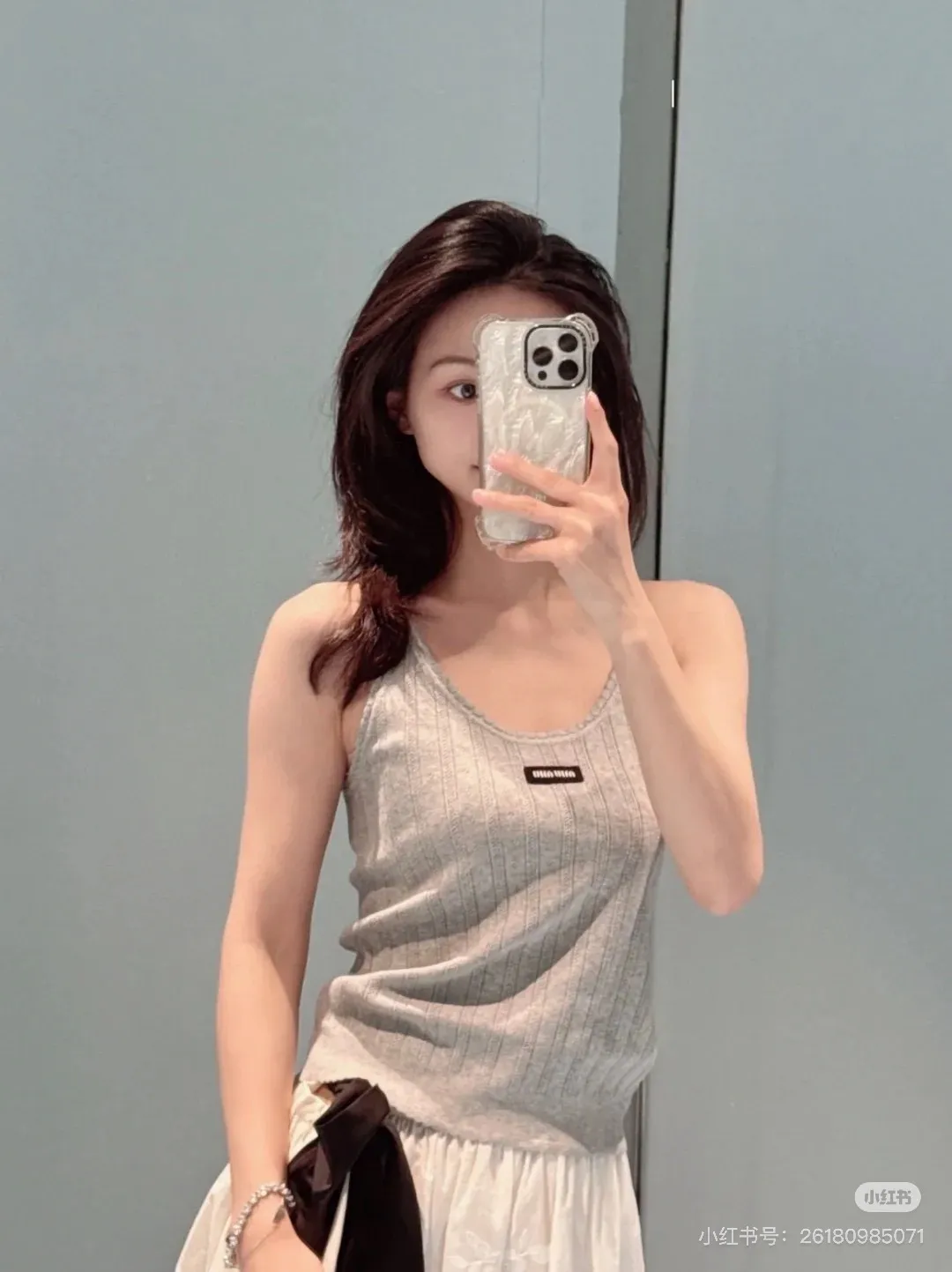 M 268#Miumiu •25ss New Arrival ✅✅✅In Stock, Quality Size：S M L ：Gray White