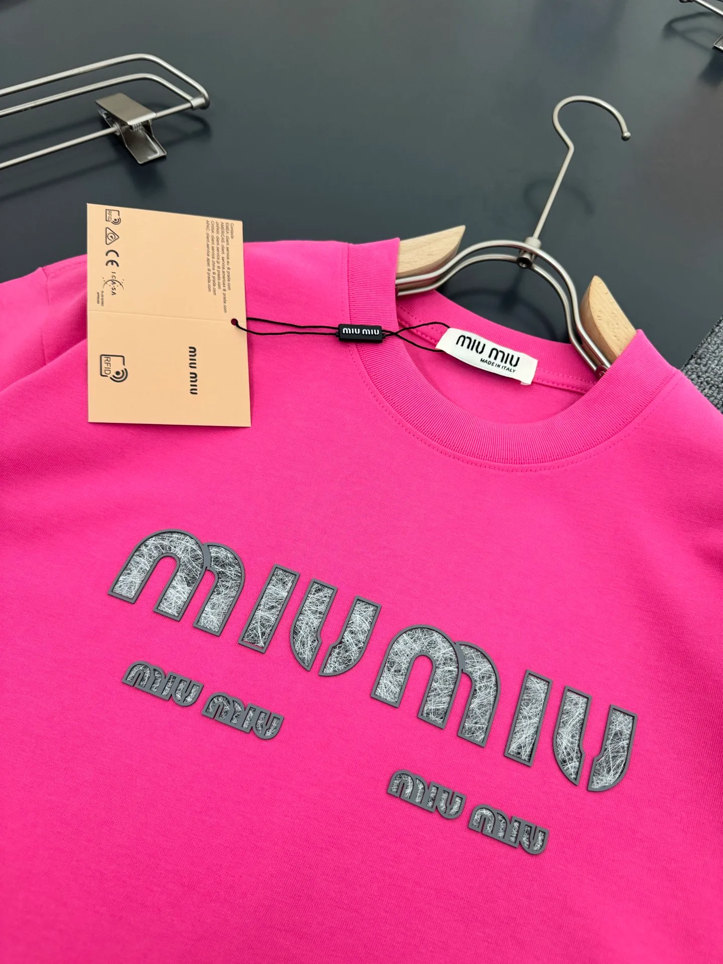 miumiu* *320g t Breathable logo New Arrival t ， ， Versatile ：Black White Red Sizes：S M L XL XXL