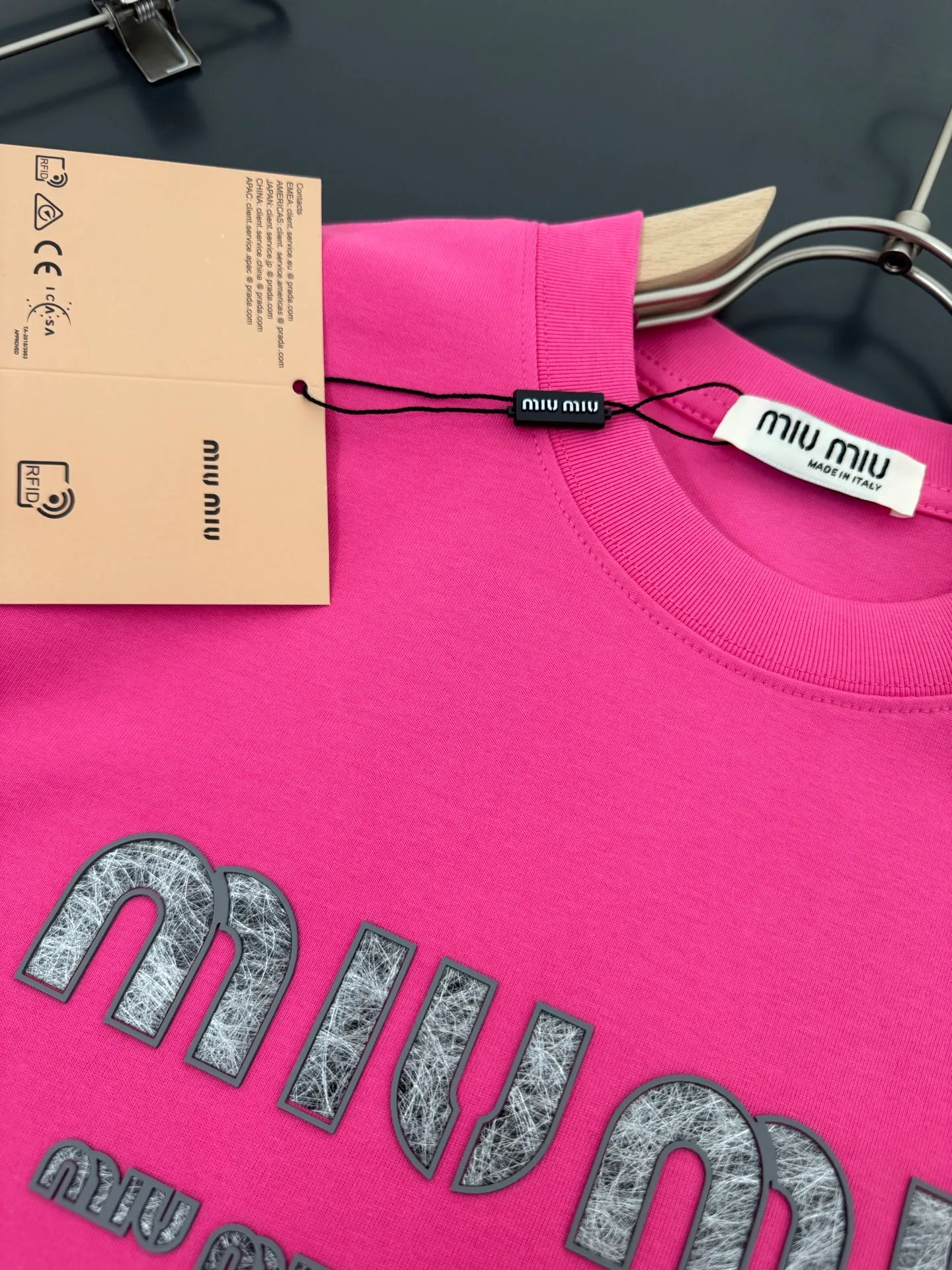 miumiu* *320g t Breathable logo New Arrival t ， ， Versatile ：Black White Red Sizes：S M L XL XXL