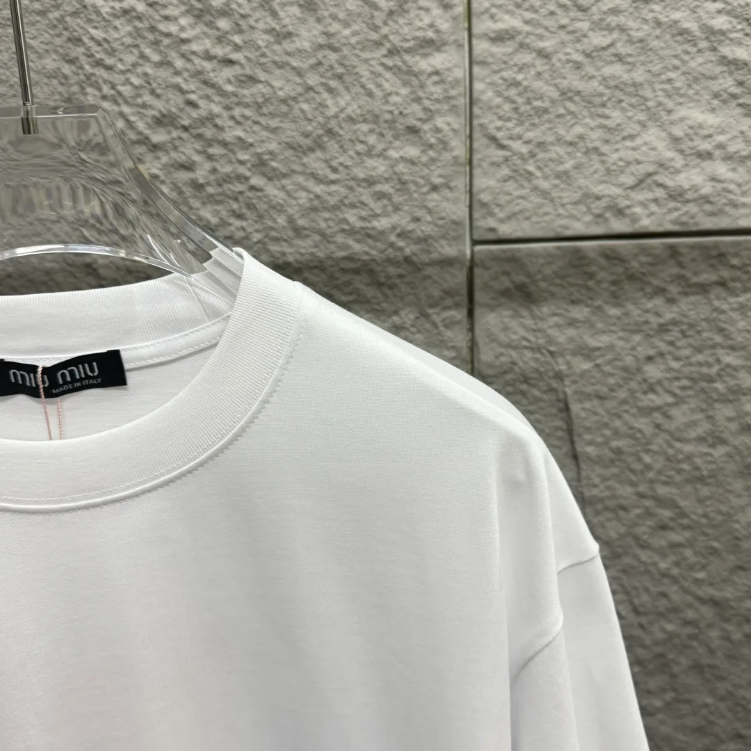 Miu Miu*2025 New Arrival Classic T Same Style ：Black White Size： S （90-130 ） M （120-150 ） L （140-165 ） XL （160-180 ） XXL （180-210 ）