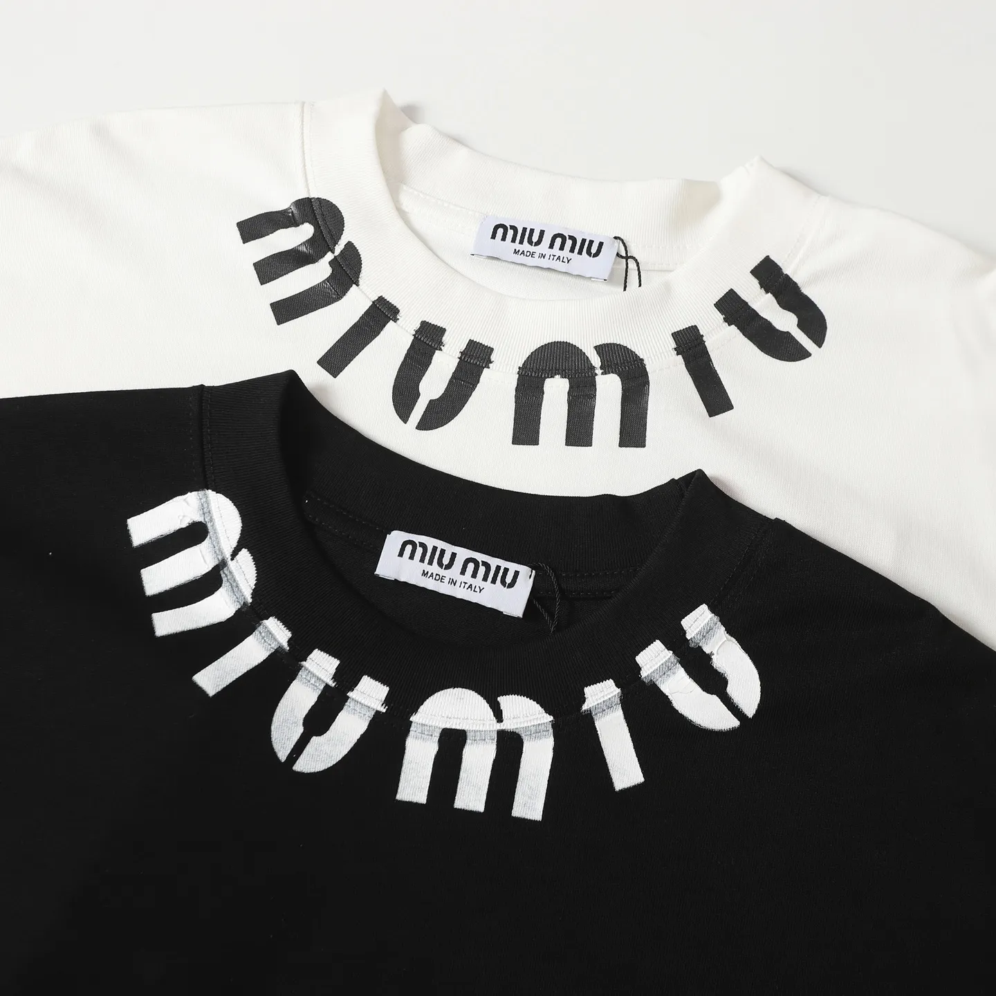 MIUMIU/ 25ss t ， logo ， Breathable， ， ， ：Black White Size：XS S M L