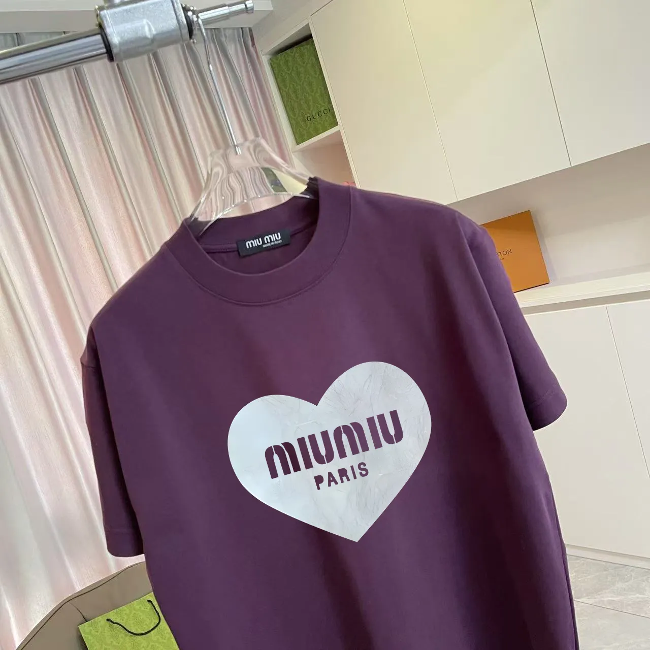 Miu Miu 2025 New Arrival logo 300g t Same Style Size：S M L XL XXL ：Black White Pink Green Purple