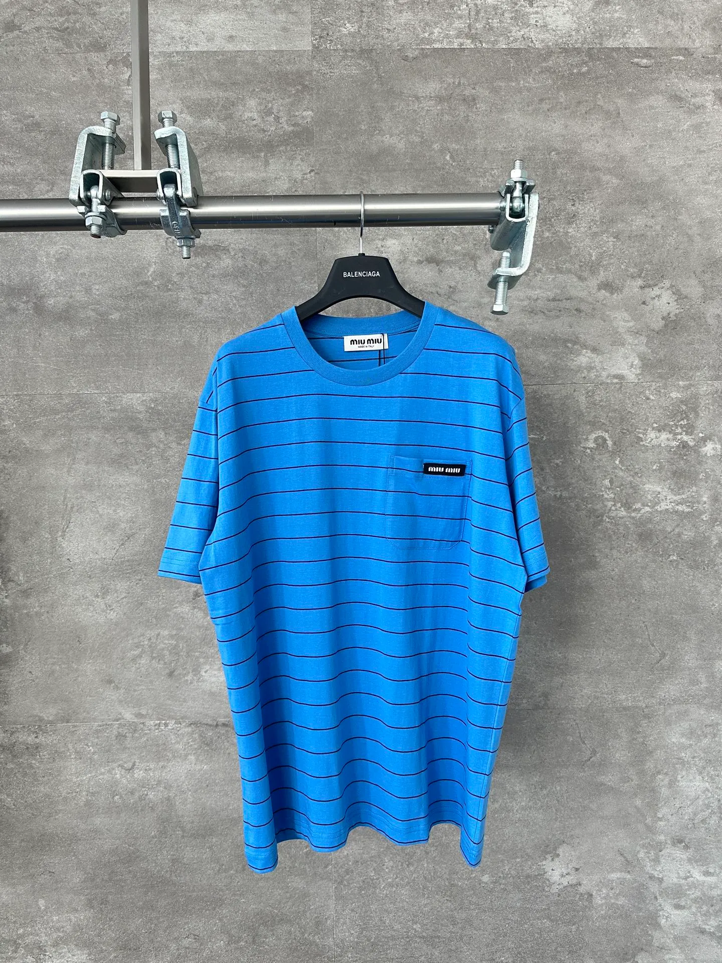 🔥miu miu 25SS New Arrival logo T Blue Same Style Size S M L In Stock ： 50s 170g Classic ZGQuality.